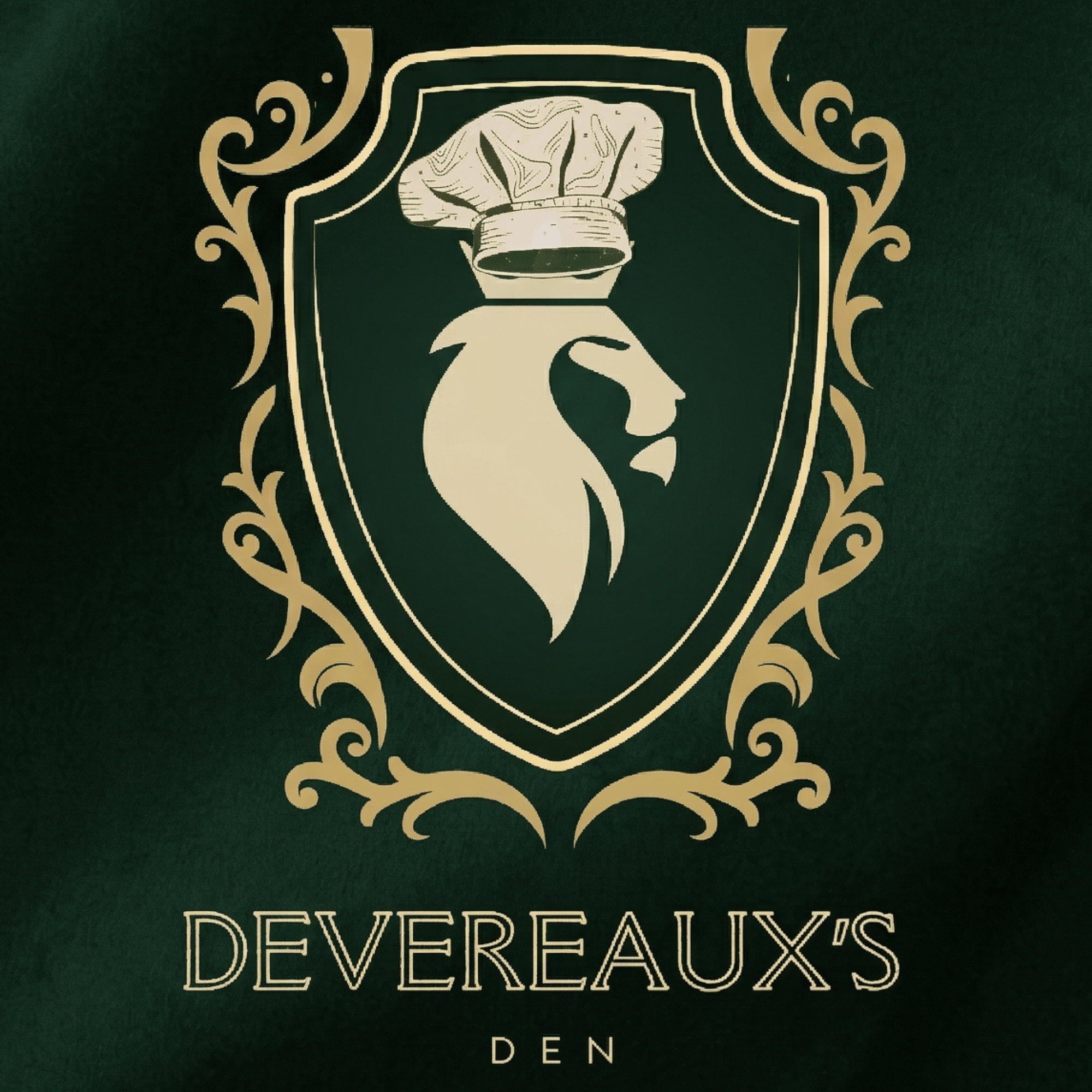 This image is the restaurant logo with the name Devereaux's Den